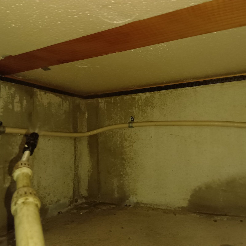 床下の木材に防蟻剤を散布