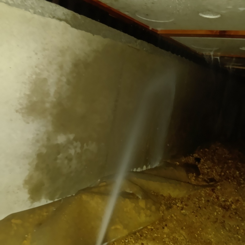 床下の木材にシロアリ駆除剤を散布