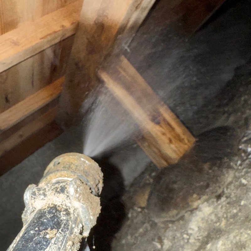 床下木材にシロアリ駆除剤を散布