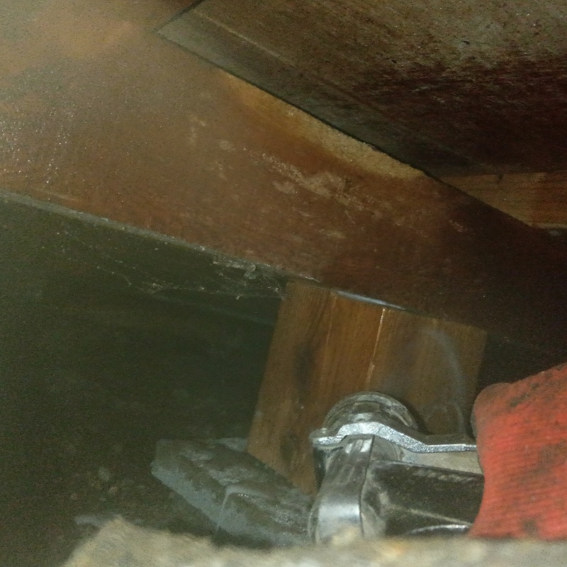 床下木材にシロアリ駆除剤を散布