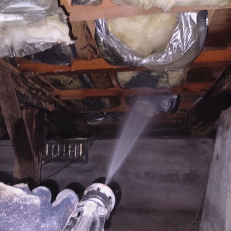 床下木材・断熱材にシロアリ駆除剤を散布