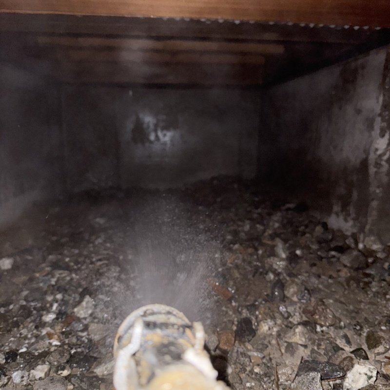 地面にシロアリ駆除剤を散布