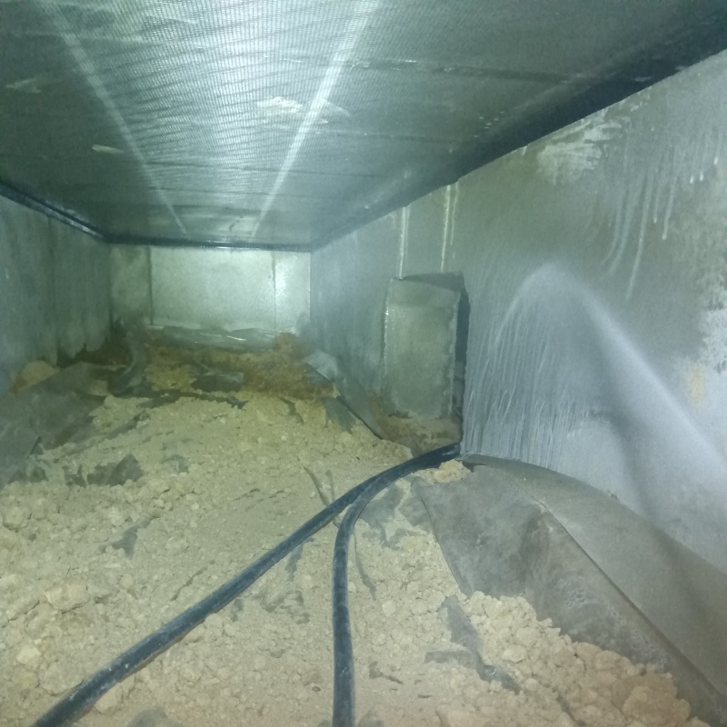 基礎に防蟻剤を吹き付けている様子