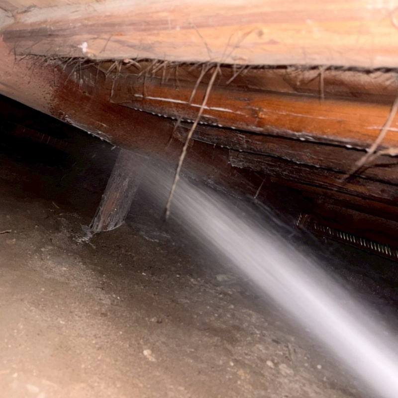 地面に防蟻剤を散布