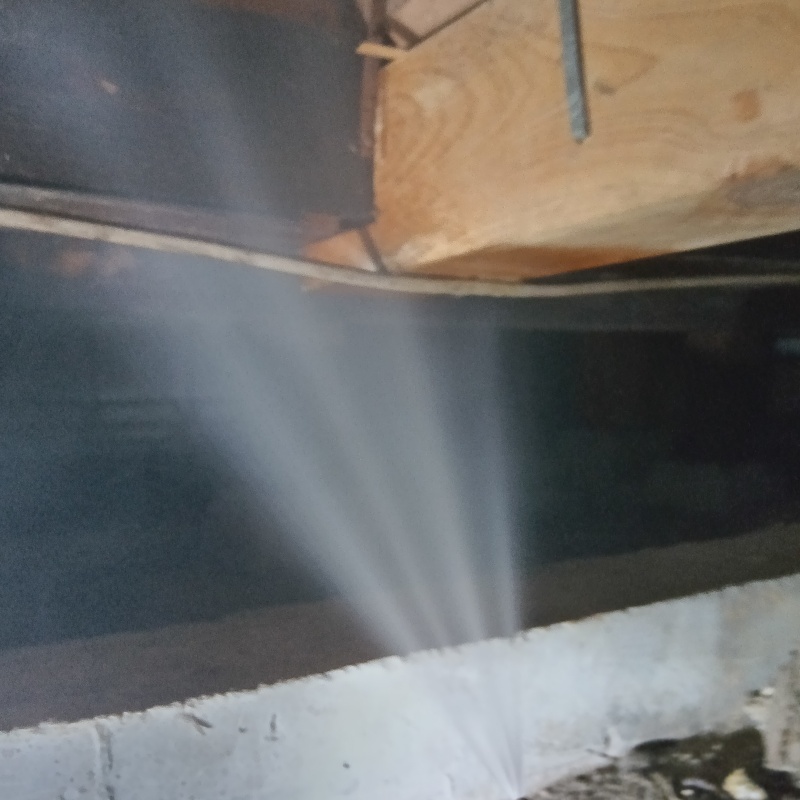 床下木材にシロアリ駆除剤を散布