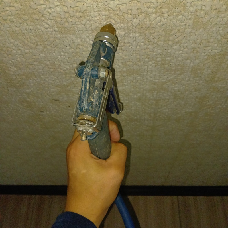 天井に穴を開けてシロアリ駆除剤を注入