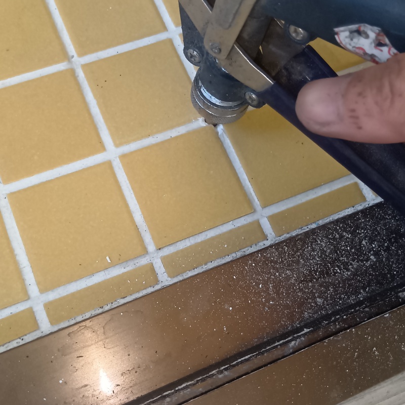 トイレ床に穴を開けてシロアリ駆除剤を注入