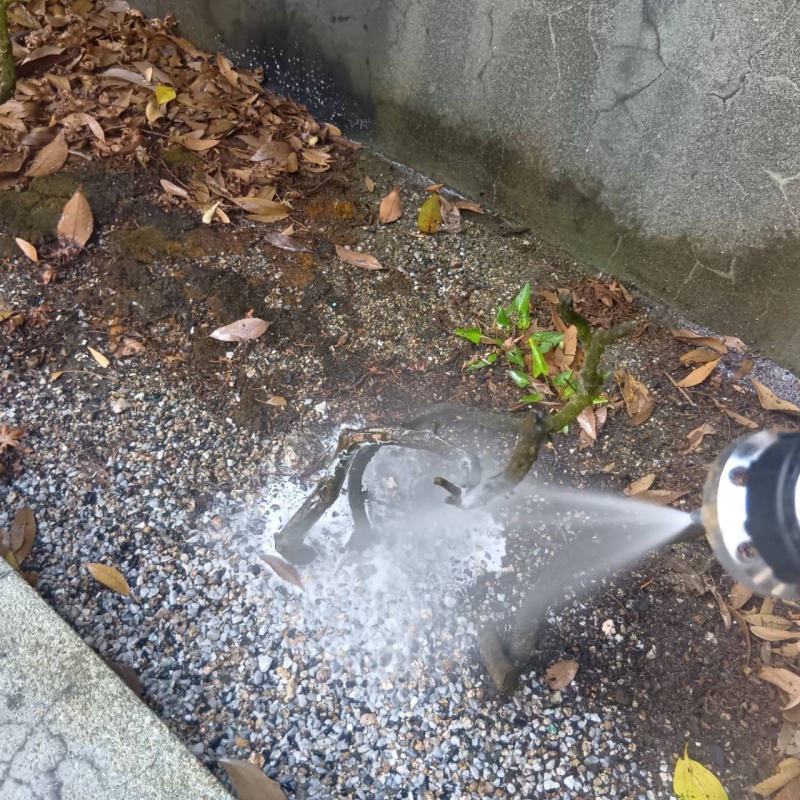 建物外周の土壌にシロアリ駆除剤を散布