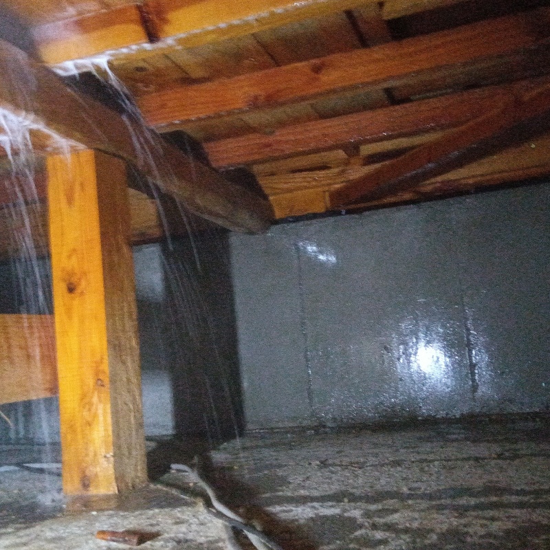 床下木材に防蟻剤を散布