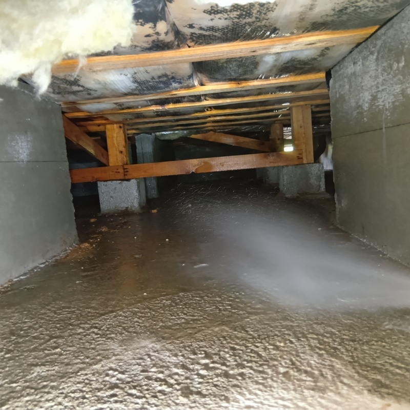 地面に防蟻剤を散布