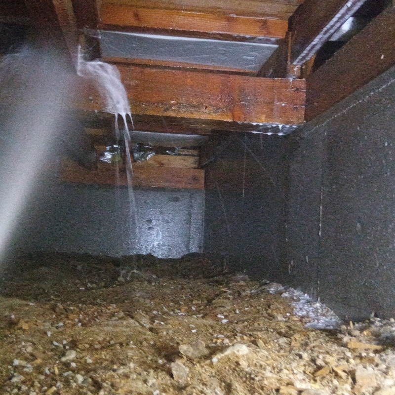 床下木材に防蟻剤を散布