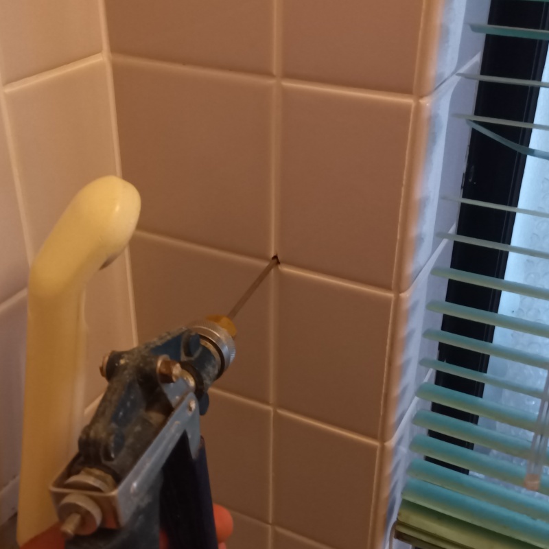 浴室の目地から防蟻剤を注入