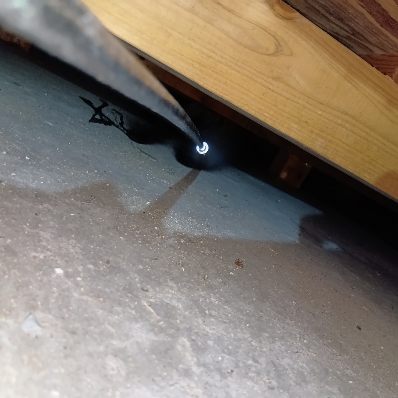 床下の地面にシロアリ駆除剤を散布