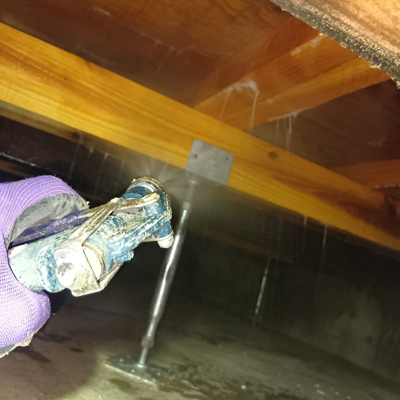 床下木材にシロアリ駆除剤を散布