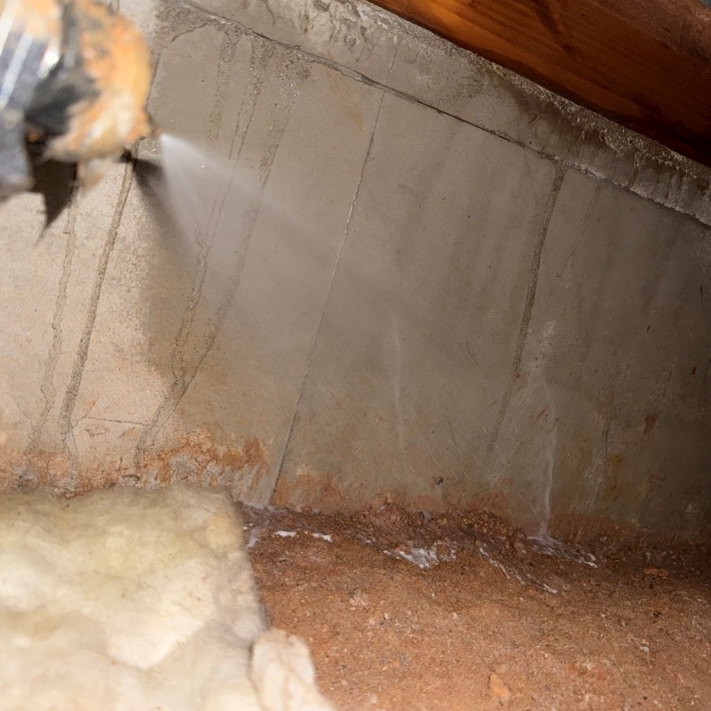 地面にシロアリ駆除剤を散布