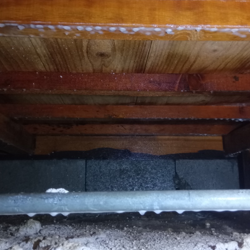 基礎にシロアリ駆除剤を散布した様子