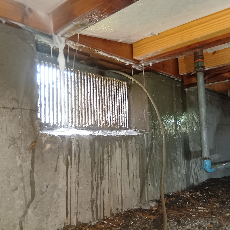 床下の木材に防蟻剤を散布