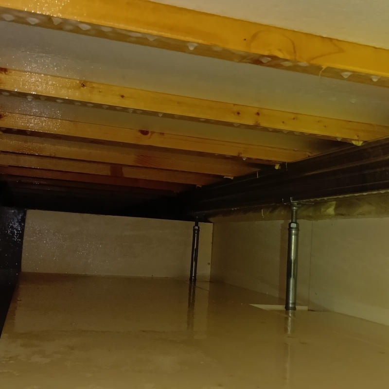 地面に防蟻剤を散布する様子