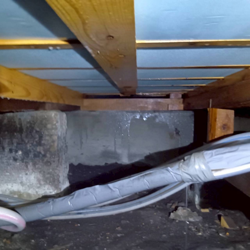 基礎・地面にシロアリ駆除剤を散布した様子