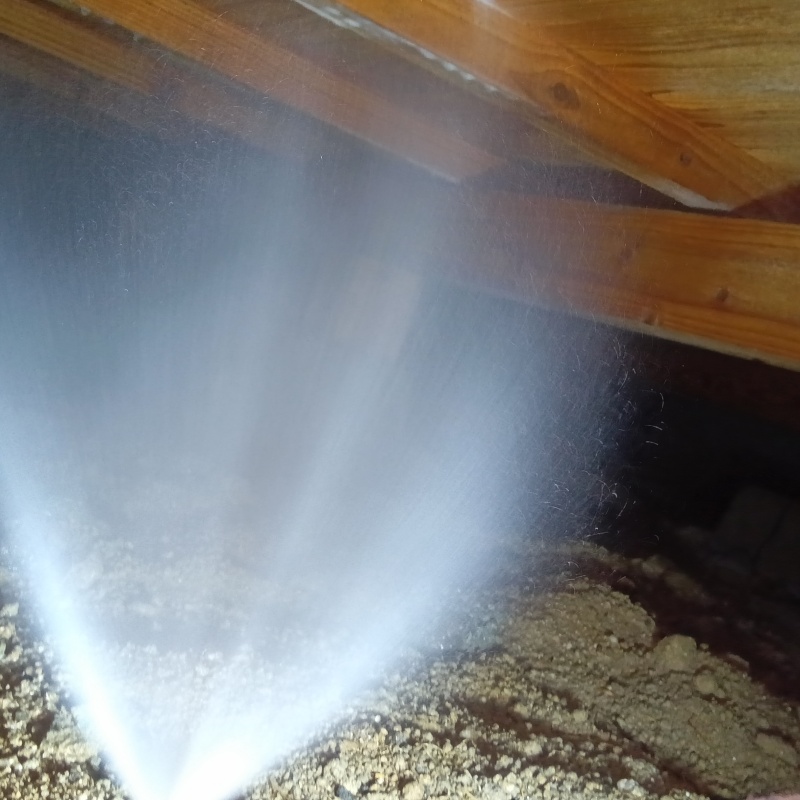 床下の木材にシロアリ駆除剤を散布