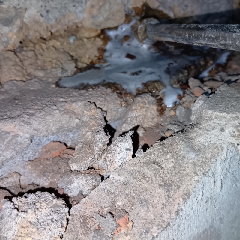 床下の地面にシロアリ駆除剤を散布