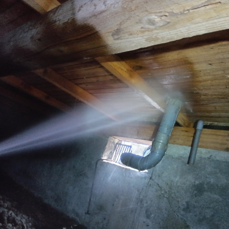 床下木材にシロアリ駆除剤を散布