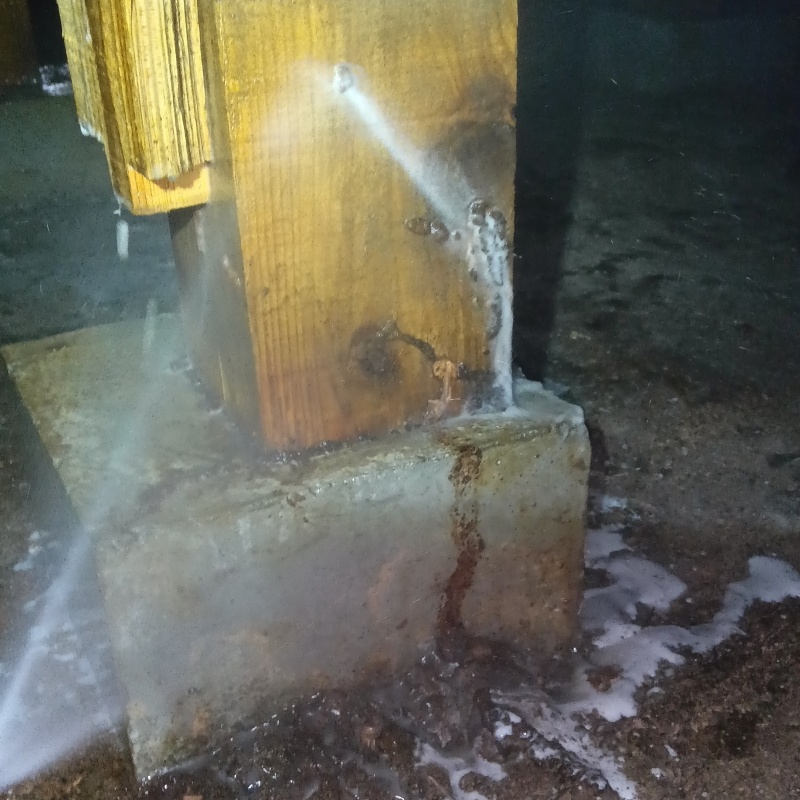 床下木材に防蟻剤を散布