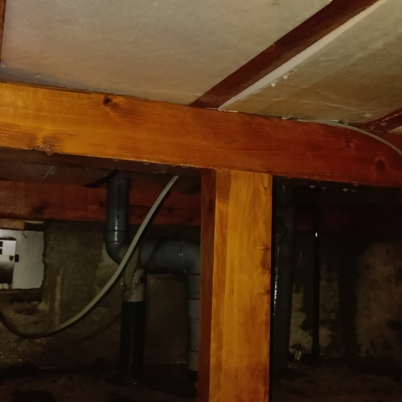 基礎にシロアリ駆除剤を散布した様子