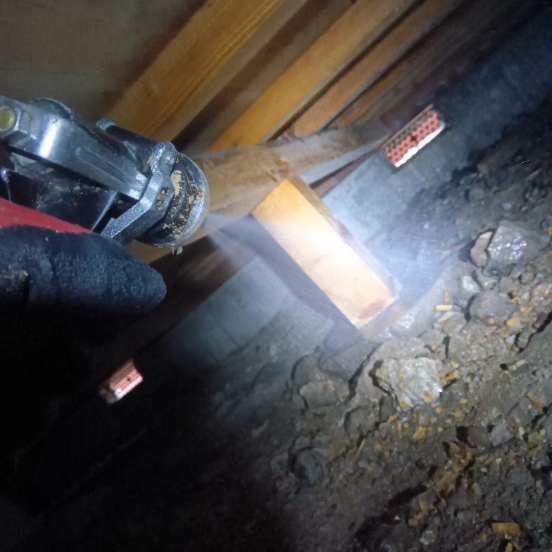 床下の地面にシロアリ駆除剤を散布