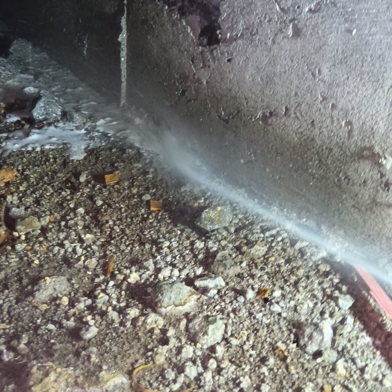 床下換気口まわりにシロアリ駆除剤を散布