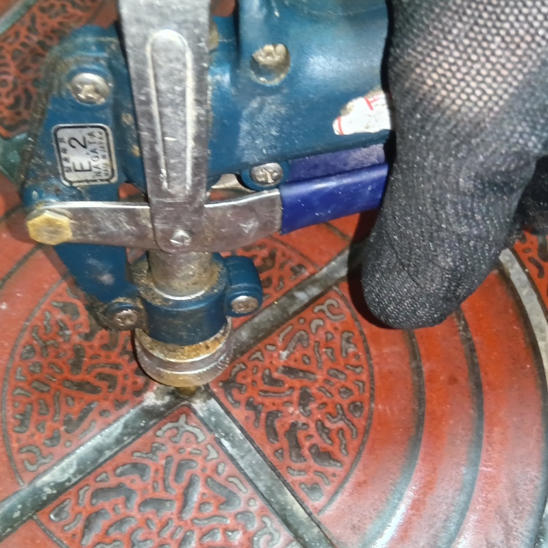 玄関床の目地にシロアリ駆除剤を注入