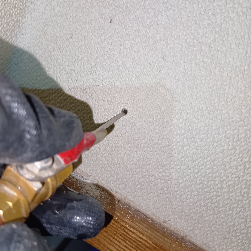 壁に穴を開けて内部にシロアリ駆除剤を注入