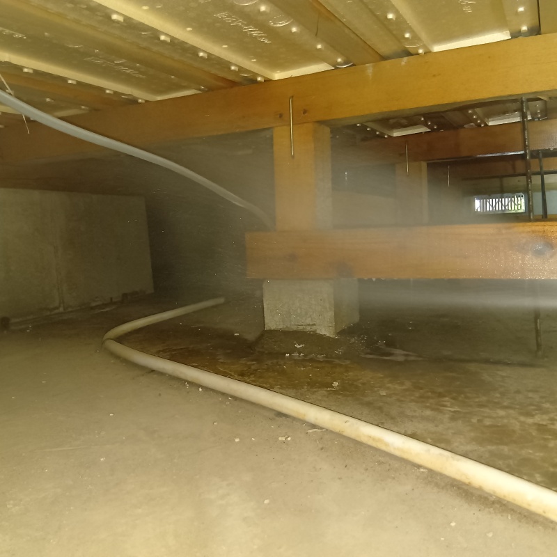 束石にシロアリ駆除剤を散布