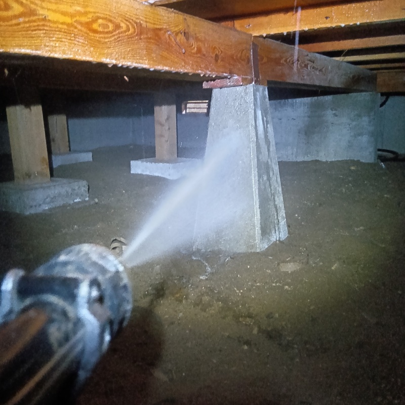 束石に防蟻剤を散布