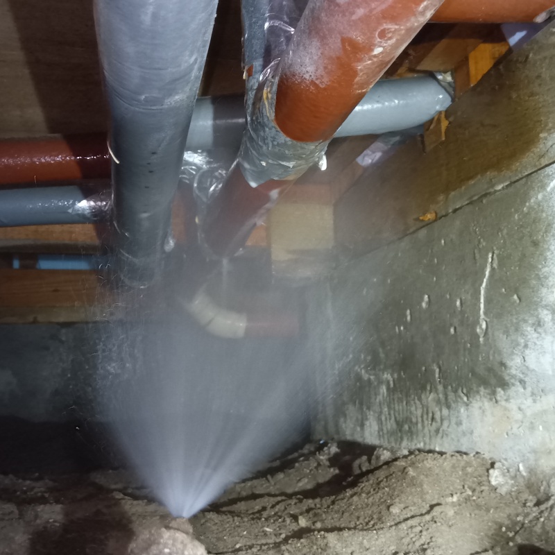 床下の木材に防蟻剤を散布