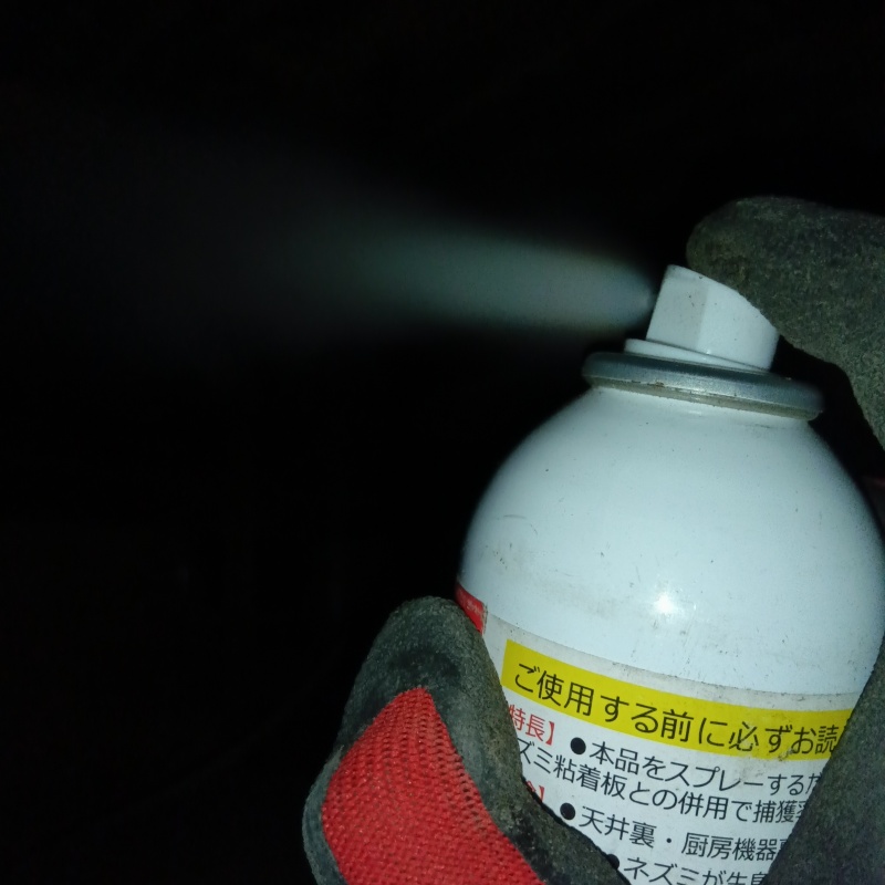 忌避スプレーを散布