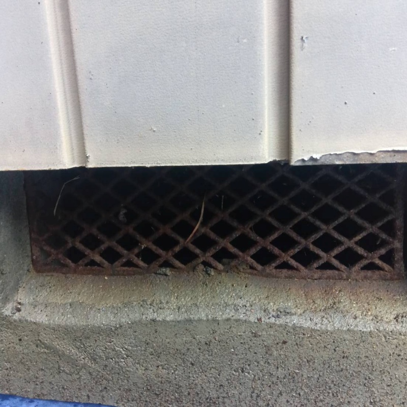 床下換気口をネットとパテで封鎖