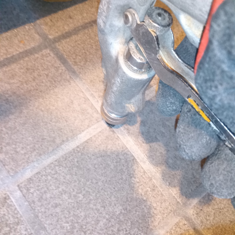 玄関床のタイルの目地から防蟻剤を注入