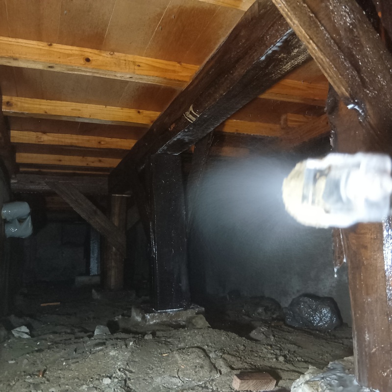 床束に防蟻剤を散布