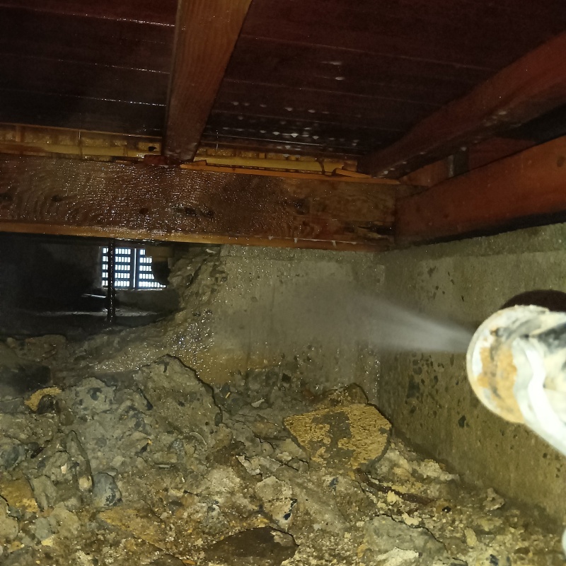 地面に防蟻剤を散布