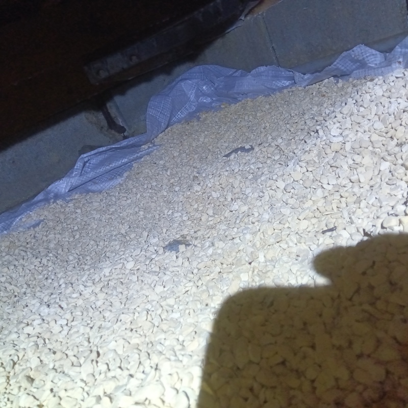 調湿剤を床下に敷いている様子