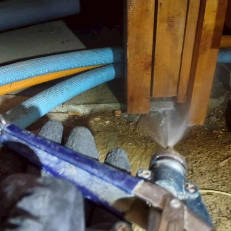 床下木材にシロアリ駆除剤を散布