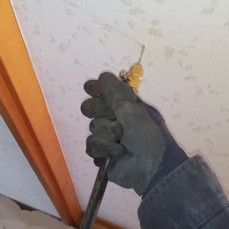 壁にシロアリ駆除剤を注入