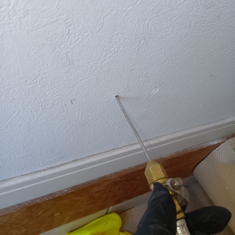 壁にシロアリ駆除剤を注入