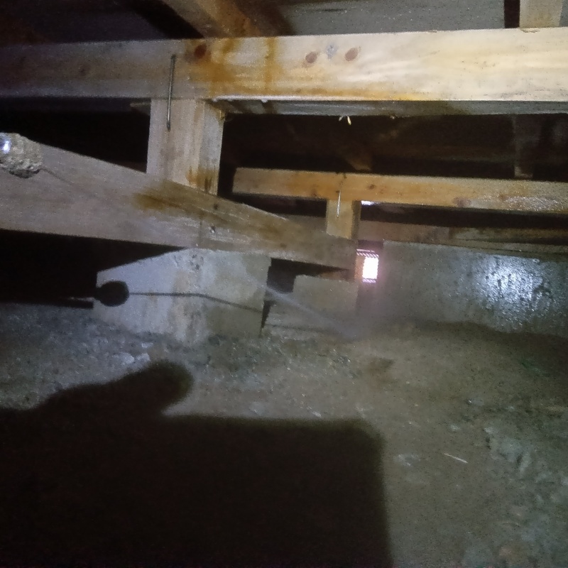 地面にシロアリ駆除剤を散布