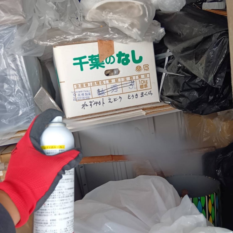 物置に忌避剤を散布