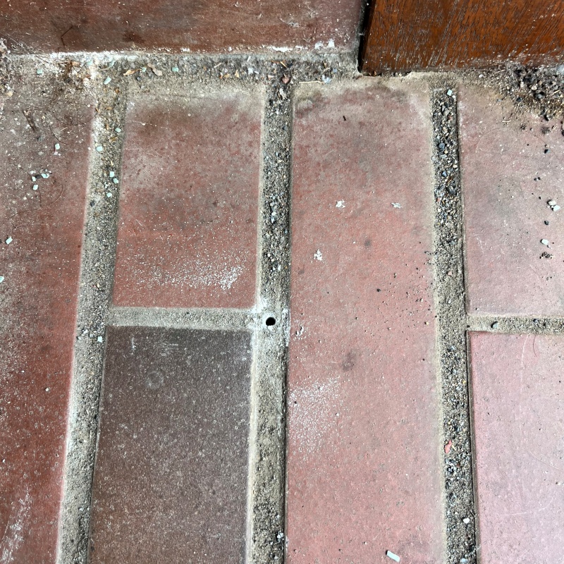 シロアリ駆除剤を注入するための穴を開けた様子