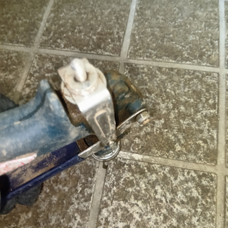 玄関床の目地からシロアリ駆除剤を注入