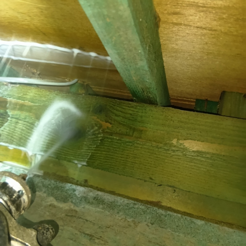床下の木部にシロアリ駆除剤を散布