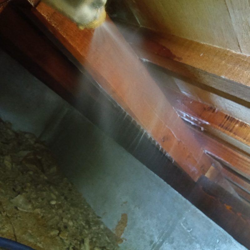 床下の木部にシロアリ駆除剤を散布